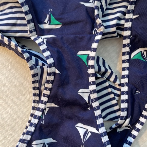 J. Crew reversible bikini bottom navy stripes and sailboats. Size S. - Picture 6 of 6